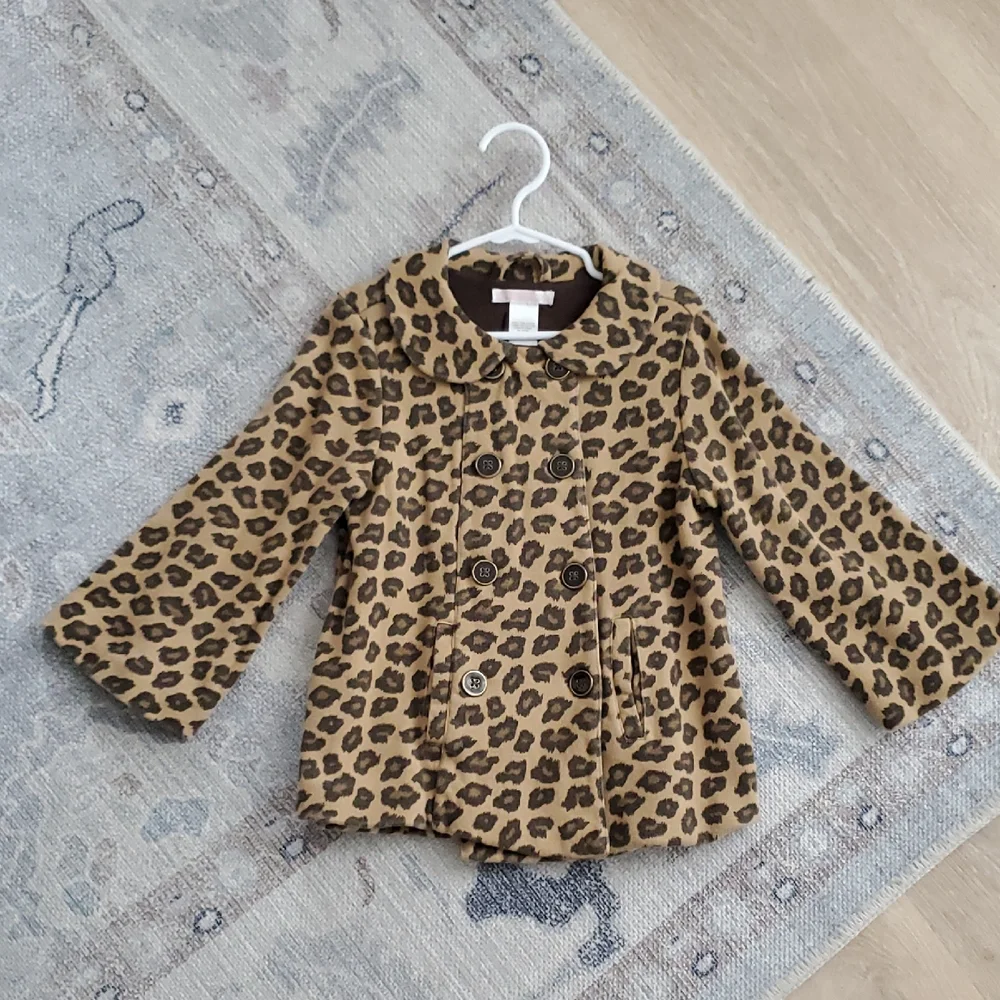 Janie and Jack Girls Leopard Animal Print Button Coat Sz4T-5T